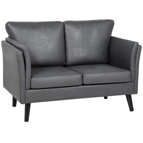Homcom (Grey) HOMCOM Small Sofa, Loveseat Sofa for Bedroom, Home Office 1