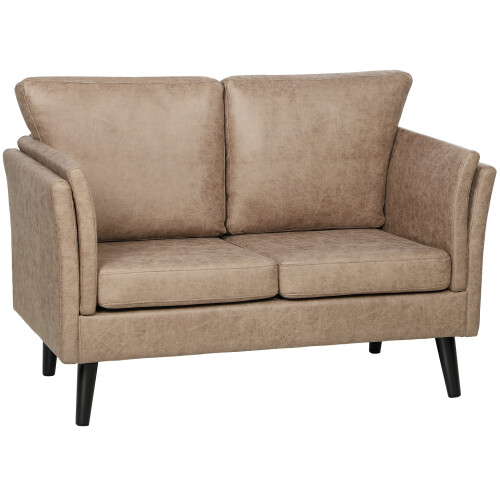 Homcom (Brown) HOMCOM Small Sofa, Loveseat Sofa for Bedroom, Home Office 1