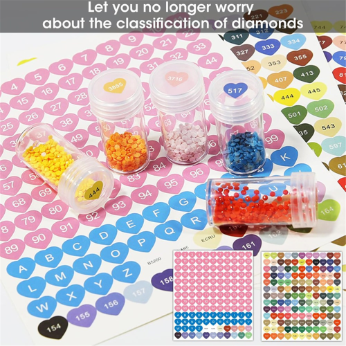Sticker Label Set,Heart Labels Colored Number Stickers B 2