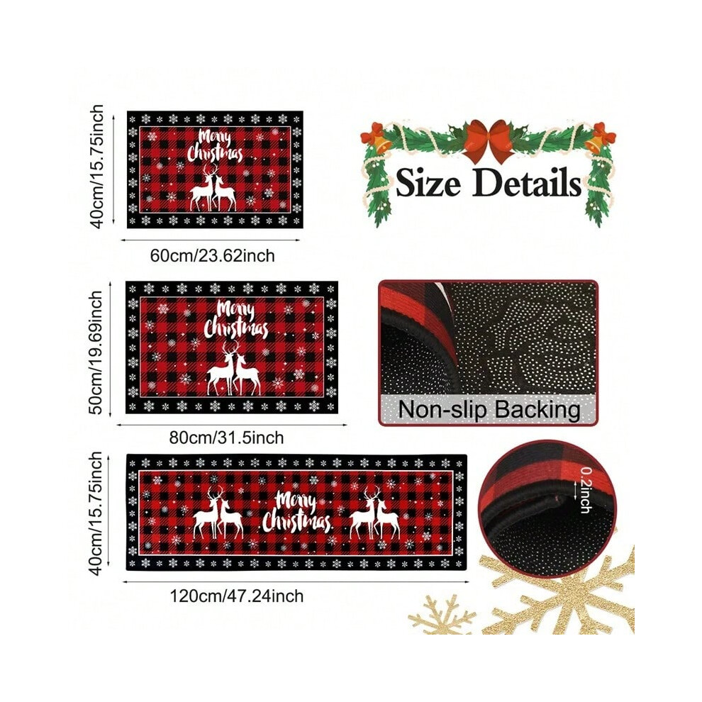 (A, 50x80cm) Plaid Christmas Tree Floor Mat Home Kitchen Absorbent Non-slip Mat Merry Christmas Decoration For Home 2025 Happy New Year 2026-image-OPC-PJ9VD6G-NEW