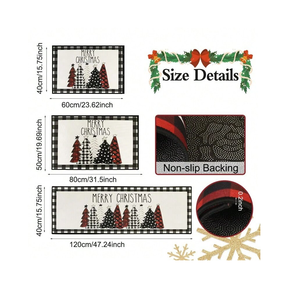 (C, 40x120cm) Plaid Christmas Tree Floor Mat Home Kitchen Absorbent Non-slip Mat Merry Christmas Decoration For Home 2025 Happy New Year 2026-image-OPC-PJ9VD6H-NEW