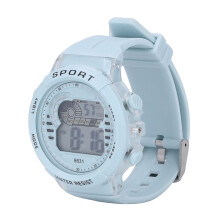 Kinderuhr 5-17 Jahre LED-Chronograph Wasserdicht 50M Hellblau