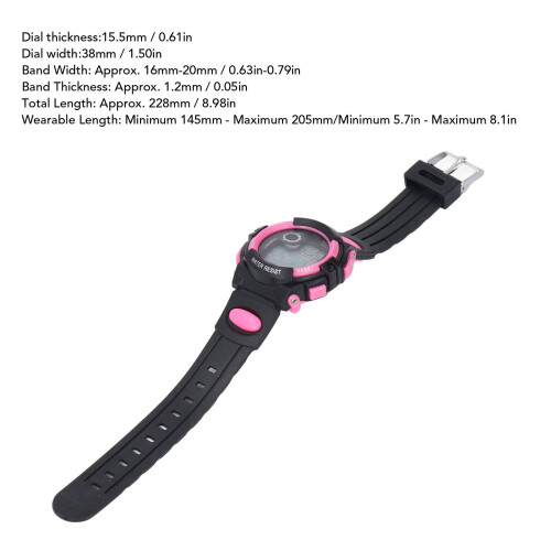 Pink Kinder Digital-Sportuhr, 30m wasserdicht, LED-Timer, 38mm 1