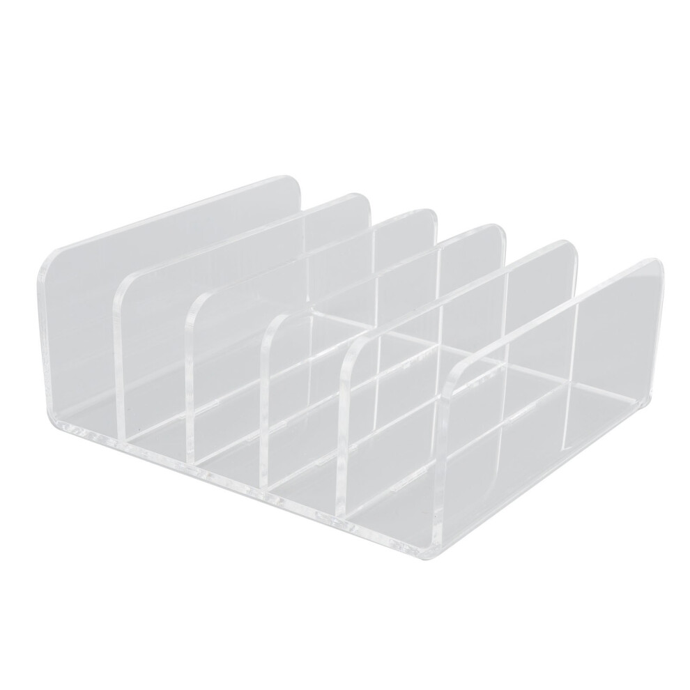 Clear Acrylic Desktop File Organizer, 5 Compartments, 16.2x15.6x6.6cm-image-OPC-PJ9VDYK-NEW