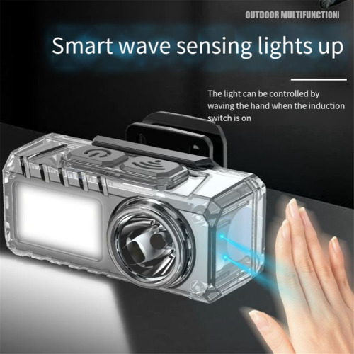 Led Headlamp Motion Sensor Camping Fishing Lantern with Warning Lamp 2