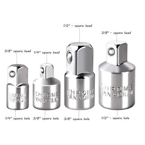 4Pcs Drive Socket Adapter Converter Tool Silver 1