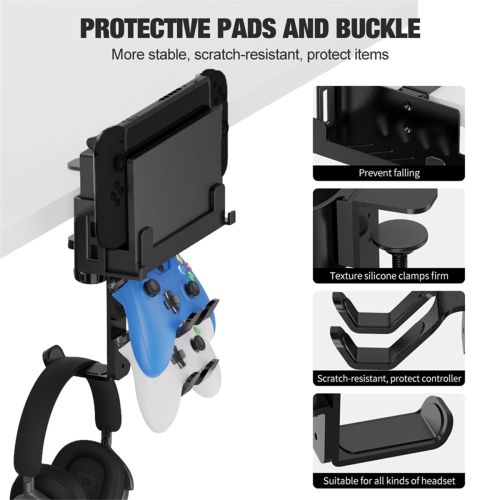 Under Desk Clamp Controller Holder Rotating Game Console Controller 2