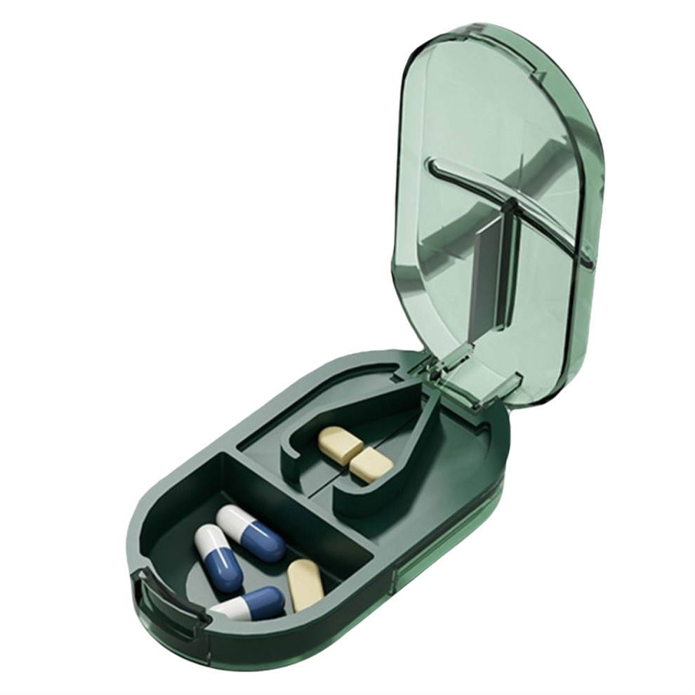 Portable Pill Cutter & Storage Box with Divider