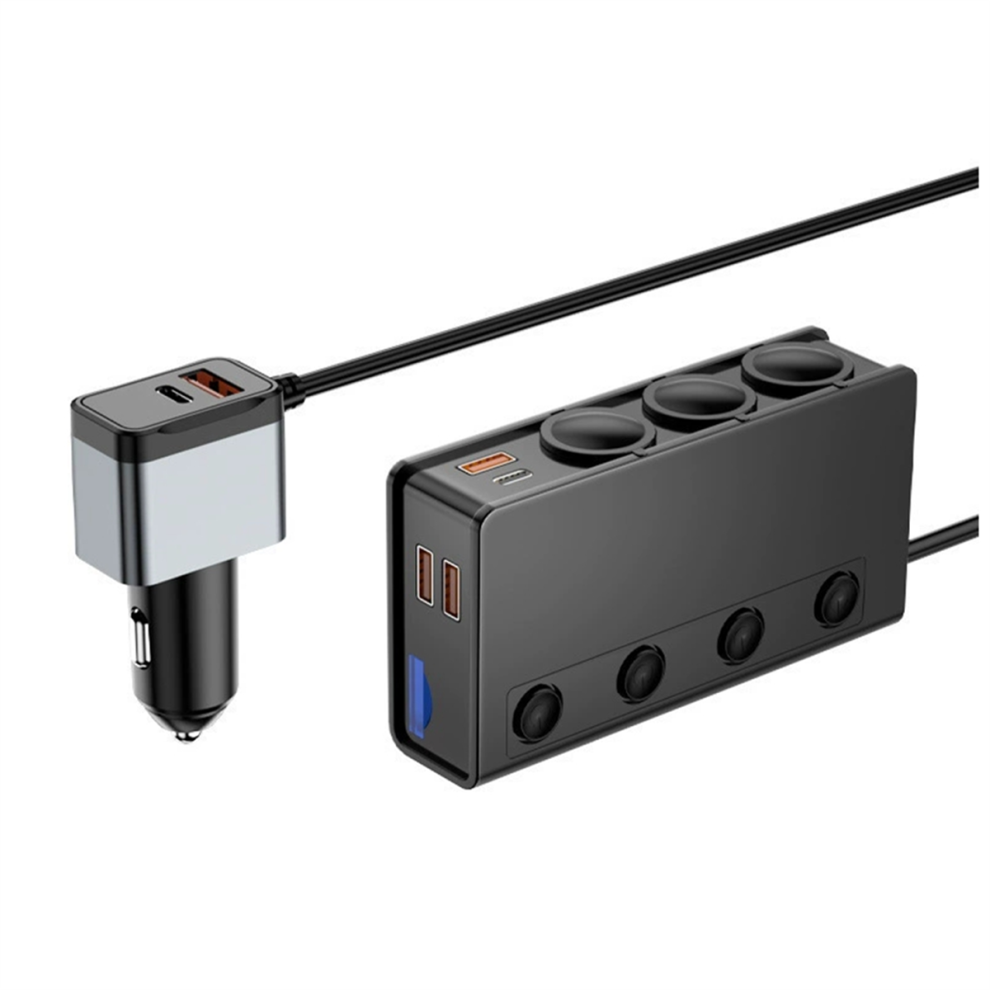 180W Car Charger With One Pull And Three Pd+Qc3.0 Car Charger Black 4713596620465