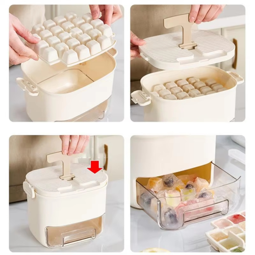 Large Capacity Ice Block Tray with Drawer-Type Design, Hidden Handle 1
