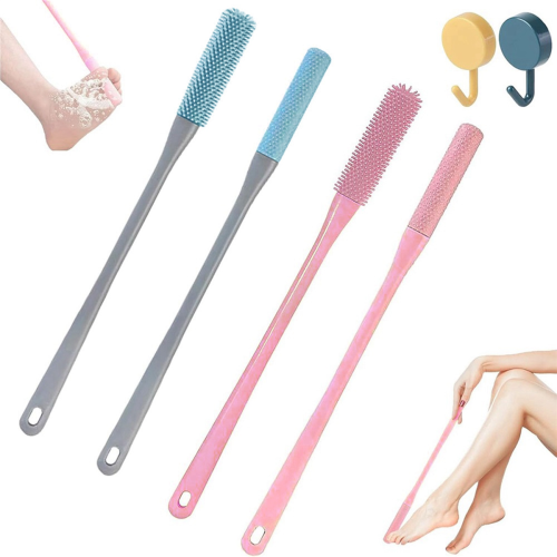 Toe Cleaning Brush Foot Cleaning Brush for Shower Long Handle Grey 2