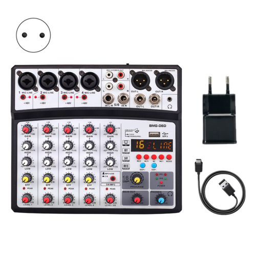 6 Channel Audio Mixer Mixing Console USB Interface Sound Card EU Plug 1