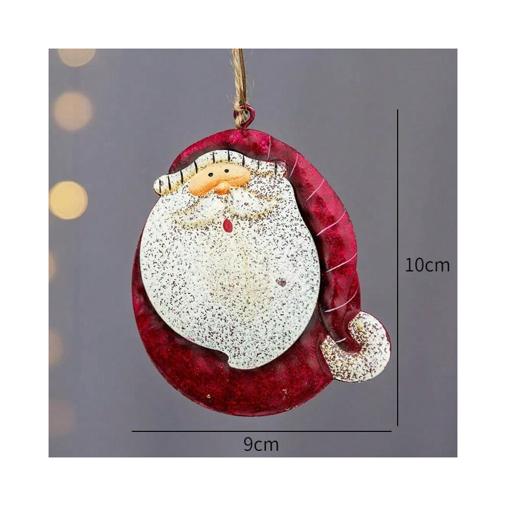 (GJ1801-A) Christmas Iron Painted Santa Pendant Santa Claus Vintage Iron Painted Ornaments Xmas Home Decoration Christmas Tree Decoration-image-OPC-PJ9VP6D-NEW