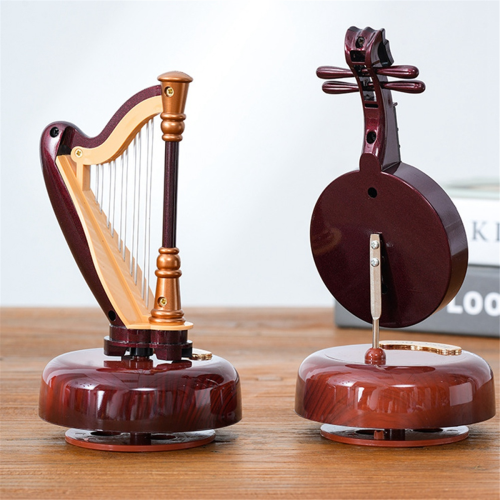 Literary and Classical Style Rotating Music Box Ornaments,Harp 2