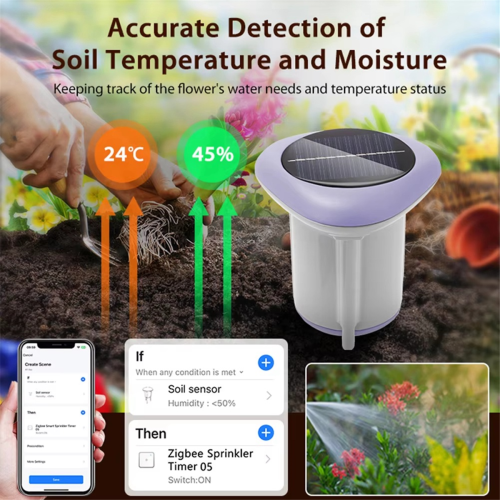 Tuya Smart Zigbee Solar Soil Sensor APP Control Soil Thermometer