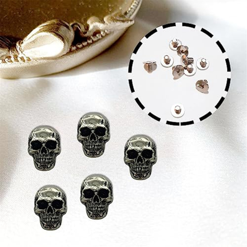 10Pcs Skull Stud DIY Rivet Conchos for DIY Crafts Making Nickel Black 2