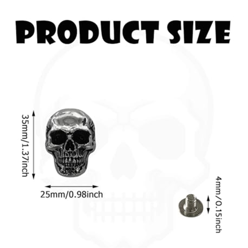10Pcs Skull Stud DIY Rivet Conchos for DIY Crafts Making Nickel Black 1