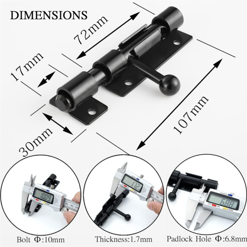 Barrels Bolt Door Latch with Padlock Hole, Slide Door Lock 2 Pack 1