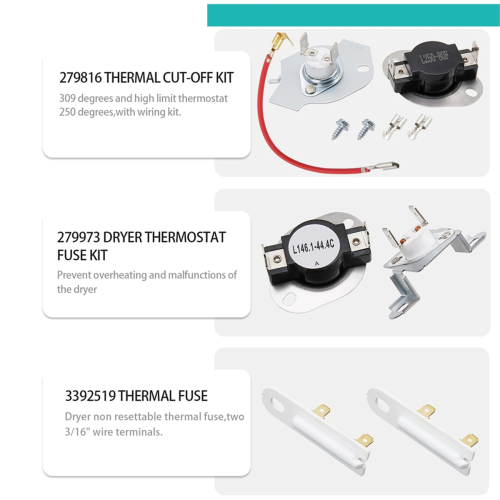 Dryer Heating Element Kit for Bravos MED5630HC1 MED5630HC2 2