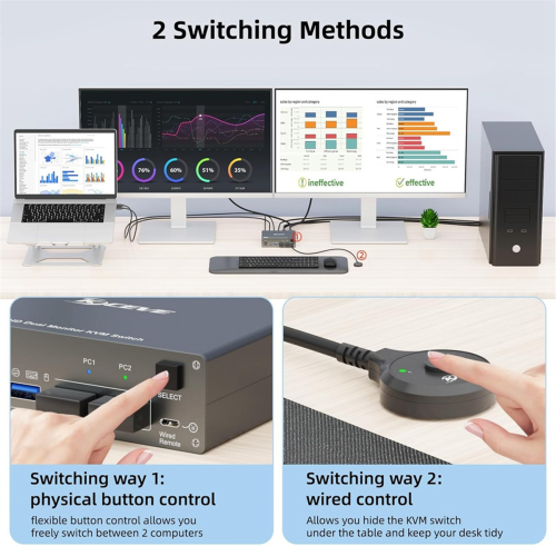 4K USB C KVM Switch 2 Monitors 2 Computers EU PLUG 2