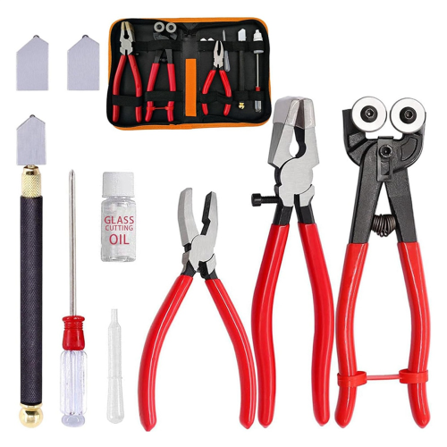 Glass Cutting Tool Set Kit, Wheeled Glass Tile Nippers Set 2