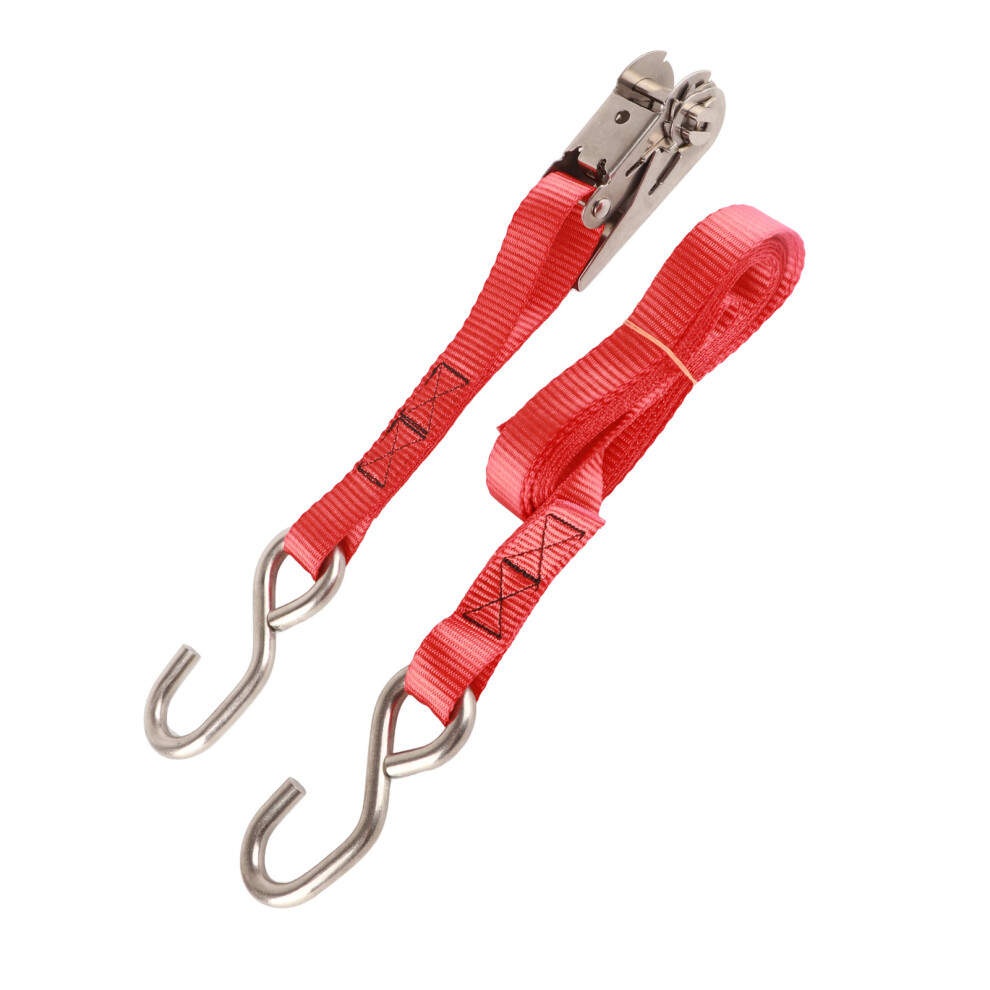 1In 25Mm Ratchet Tie Down Straps Red Rust Proof 9121376055058