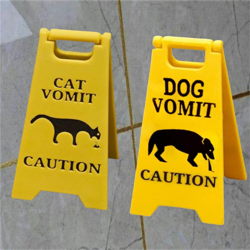 Cat Vomit Warning Sign Decoration, Fun Gift for Cat Lovers A 2