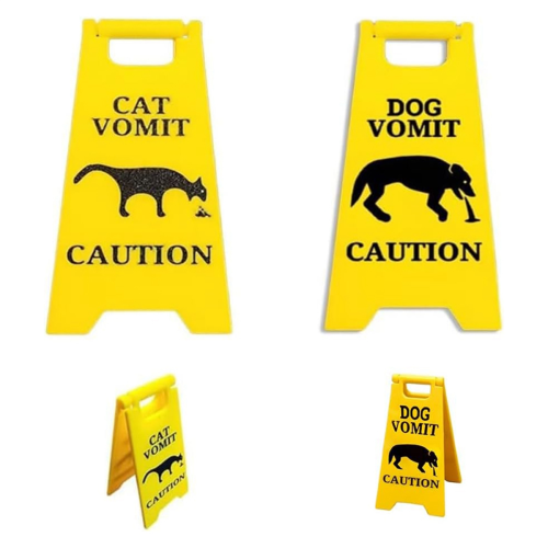 Cat Vomit Warning Sign Decoration, Fun Gift for Cat Lovers A 1