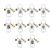 10pcs Carved Key Chains,Personalized Bottle Openers