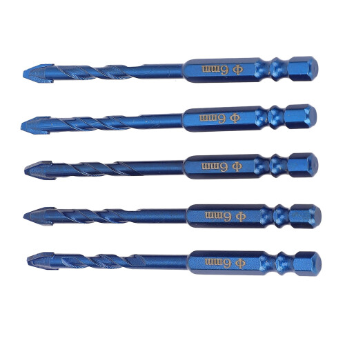 5 Pcs 6mm Hex Eccentric Drill Bits for Masonry, Concrete, Tiles