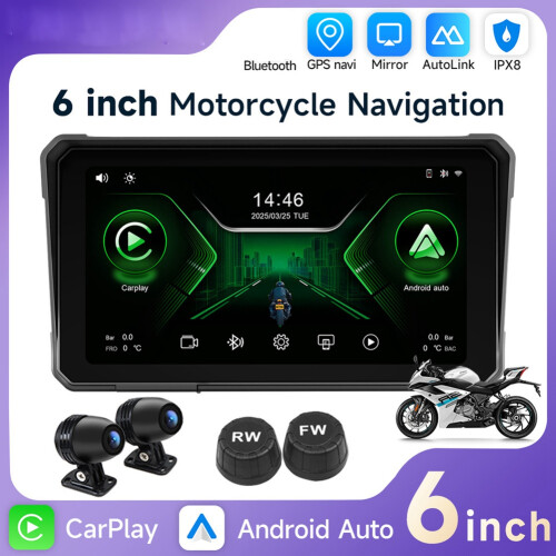 6 Inch Motorcycle 2K HD Multimedia Player GPS Navigation Wireless 2