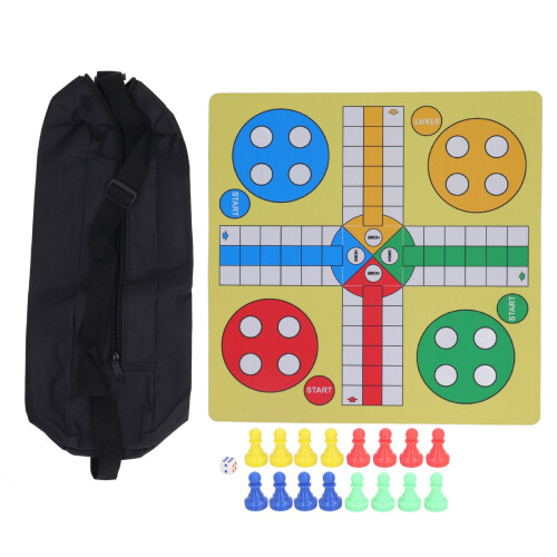 Portable Ludo Chess Set with Folding Roll-Up Board and Storage Bag 2