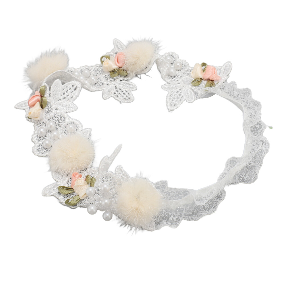 Stretchy Lace Christening Headband for Toddler Baby Infant Baptism Photo Prop 21.5cm