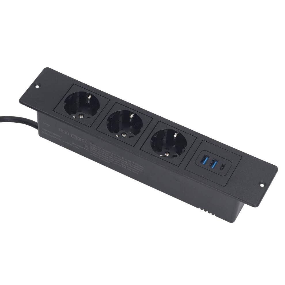 Recessed Power Strip 3X Outlets 2X Usb A 1X Usb C Pd20w 1.5M Cord 4351331459682