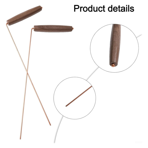 2Pcs Pure Copper Probes Rod for Divination Tool with Wooden Handles 2