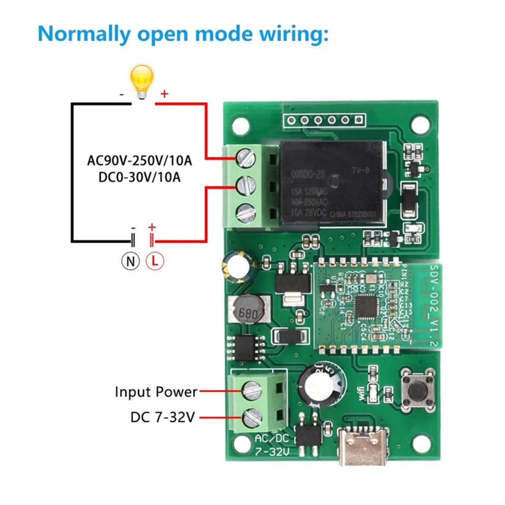 Wifi Inching Self-Locking Wireless Smart Home Relay Switch Module 4711874628165