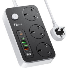Hulker Extension Lead with USB C Ports Power Strip with 3 Way Outlets