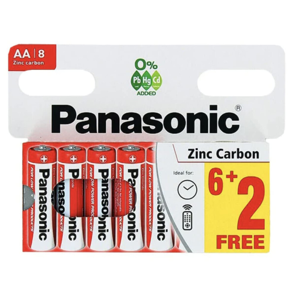 Panasonic Zinc Carbon AA Batteries, Pack of 8
