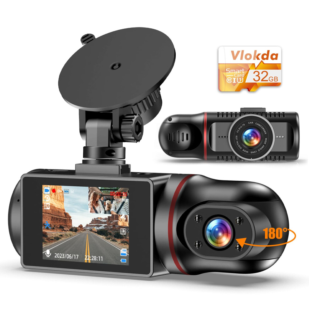 Dash Cam Front And Inside, Dashcam For Cars 1080P Dual Dash Camera Wit 7042666166419