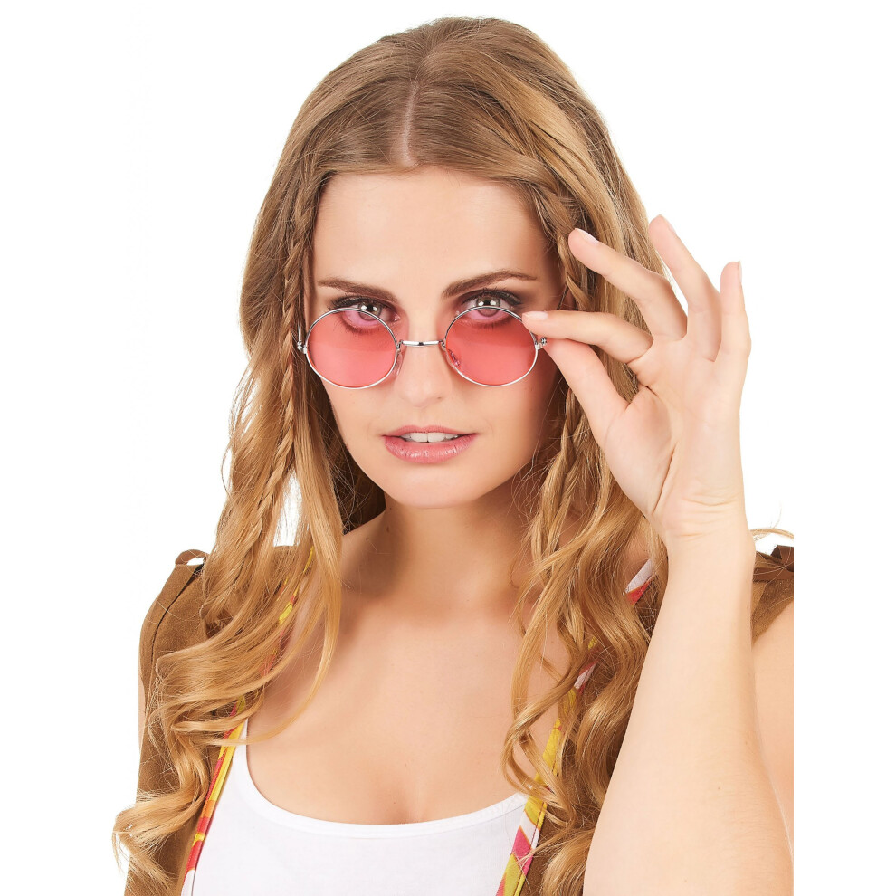 Rubies (Blue) Adult Hippie Round Glasses Blue