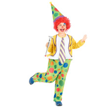 (L 10-12 years (130-140 cm)) Happy clown costume for boys