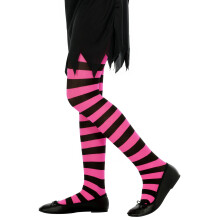 (1-3 years (90/104 cm)) Children's pink and black striped tights