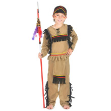 (M 7-9 years (120-130 cm)) Light brown Indian costume for boys