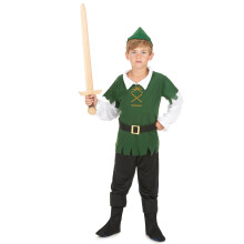 (S 4-6 years (110-120 cm)) Black and green woodland boy costume