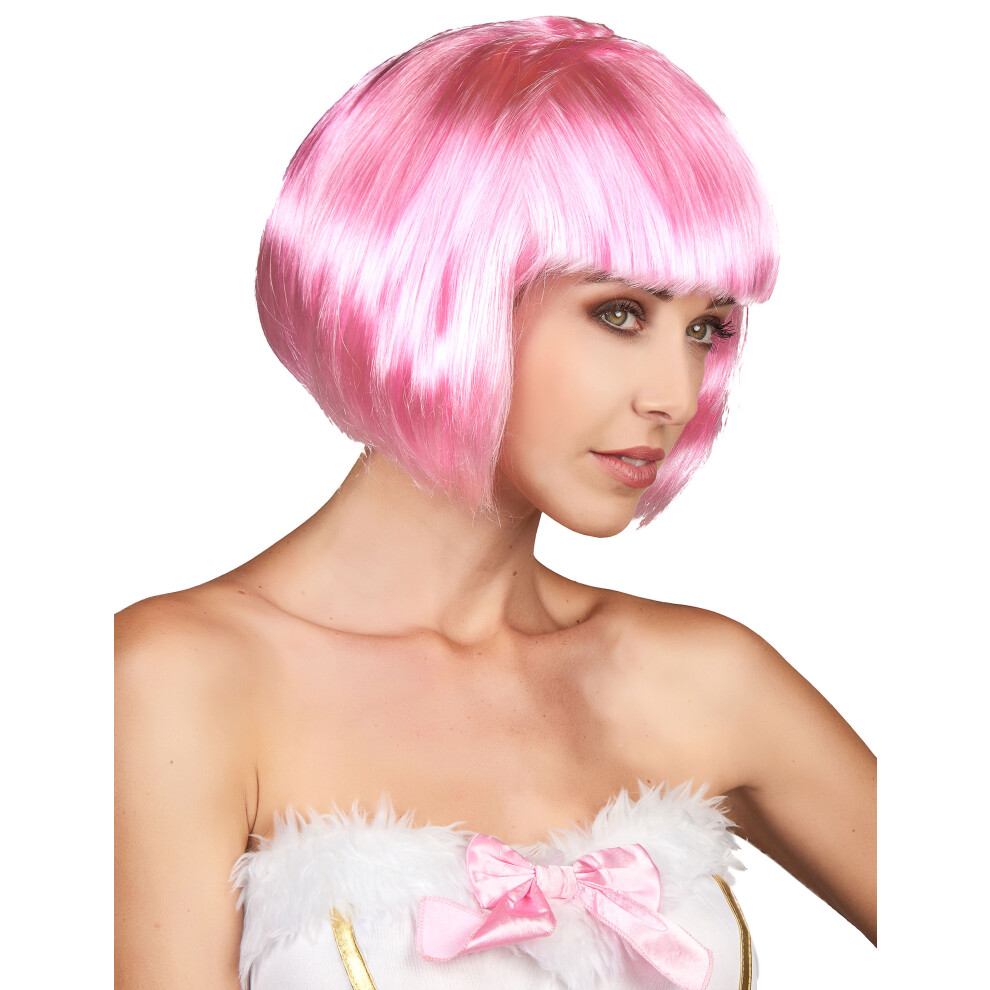 Rubies Short Wig With Bangs For Women Pink