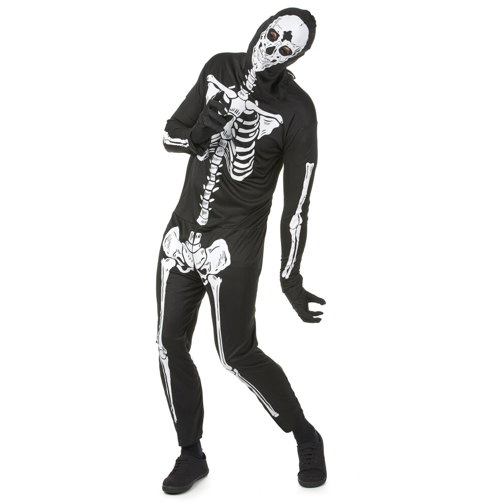Rubies (M / L) Skeleton Costume For Men Halloween Black