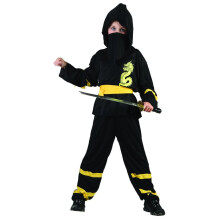 (M 7-9 years (120-130 cm)) Yellow belt ninja costume for boys