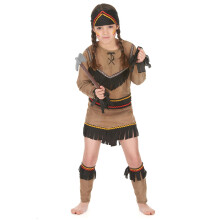 (L 10-12 years (130-140 cm)) Brown and black Indian costume for girls