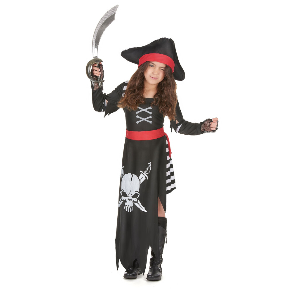 Rubies (M 7-9 Years (120-130 Cm)) Girl's Pirate Captain Costume Black/Red