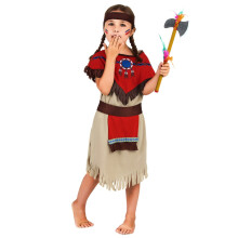 (XL 13-14 years (140-152 cm)) Red and beige Indian costume for girls